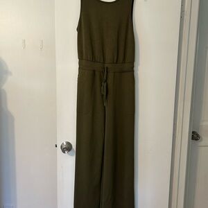 Sleeveless Olive Green Jumpsuit with Tie Waist